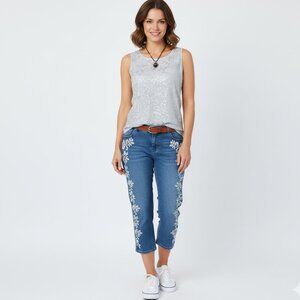 CHICO'S LIGHT GRAY SEQUINED FRONT TANK CAMI SZ 0/SMALL  CUTE!